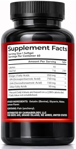 Cannabiology 750mg EPA fish oil bottle label details