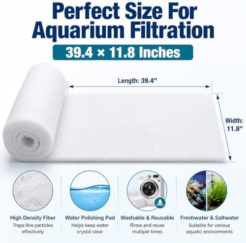 Trimming the customizable MAQIHAN filter floss sheet with scissors for custom fish tank fit.