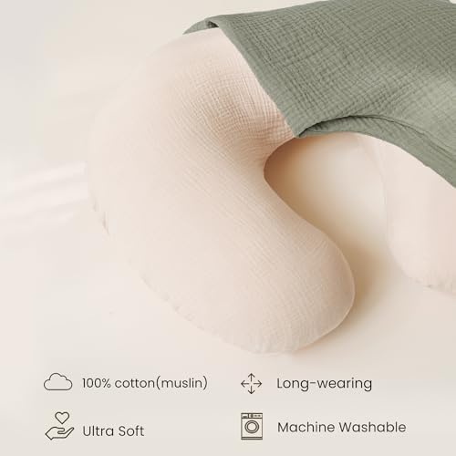 Fog Green and Cream Konssy nursing pillow covers set