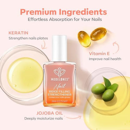 Modelones nail growth treatment showing sheer nude finish