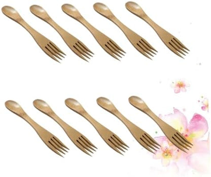 FRCOLOR natural bamboo kids tableware set showing the smooth burnished edges designed for safe toddler feeding.