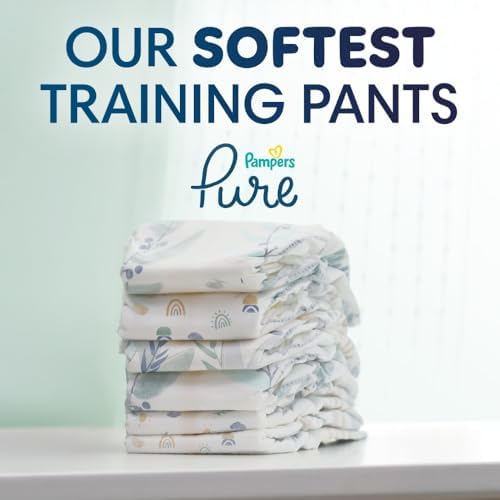 Back view of the unisex Pampers Pure Protection diaper pants displaying the cute toddler friendly prints.