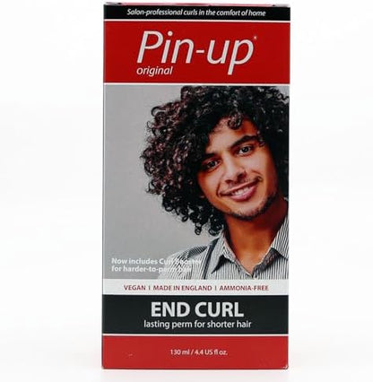Pin-Up Original End Curl Home Perm Kit 130ml front packaging view showcasing salon quality results for short hair.