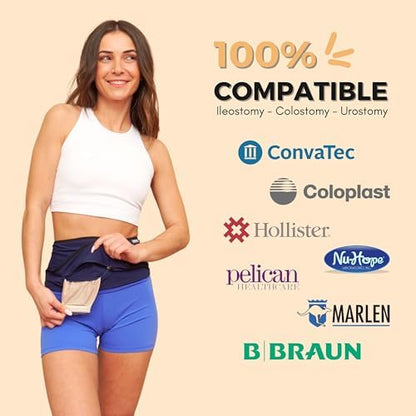 Close-up of the SIIL ostomy bag cover inner pocket with a hidden bottom zipper for easy emptying.