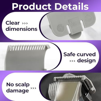 LAVEST premium cutting guides showing the back snap mechanism that fits standard hair blades.
