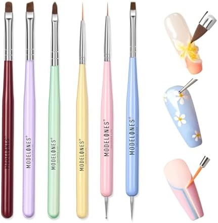 Modelones 6-piece professional nail art brush set front view