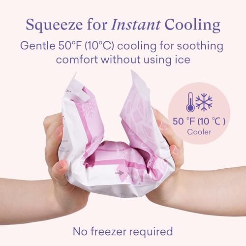 PurComfy absorbent instant ice pads for women highlighting dual action cooling technology.