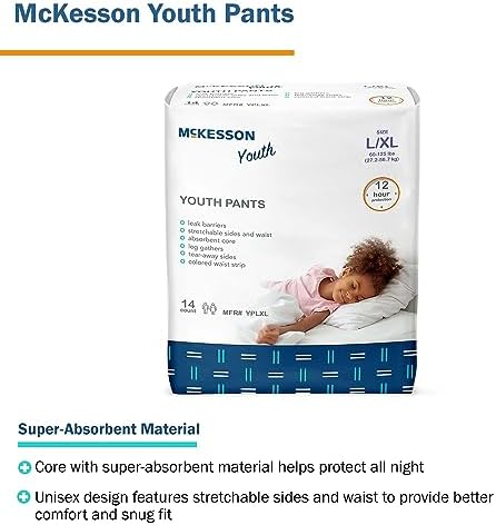 McKesson Youth Pull Up Diapers showing the stretchable waistband and tear-away side seams.