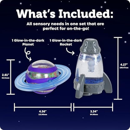 Learning Resources sensory developmental set being held by a child to show compact travel size.