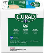 Curad waterproof adhesive bandages variety pack packaging showing three distinct styles.