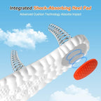 Lennoos memory foam steppers insoles underside highlighting the white cushioning and orange shock pad.