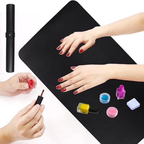 Top down view of Chiplesier 2 pieces nail art table mat set