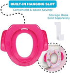 Close up shot of the comfortable BPA free padded cushion on the pink toddler seat