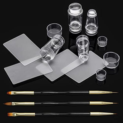 Ohlove 11 Piece Nail Art Stamper Kit front view with silicone stampers