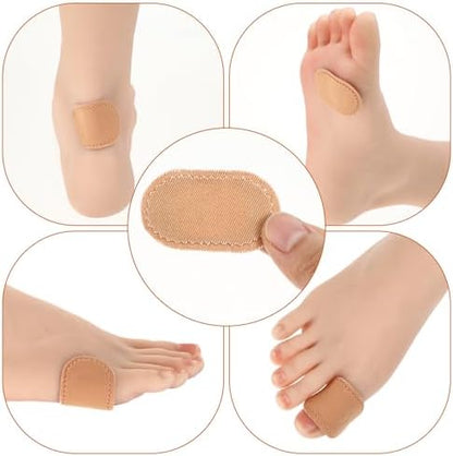 Funtery yellow cloth heel and toe patches illustrating the water repellent self adhesive backing performance.