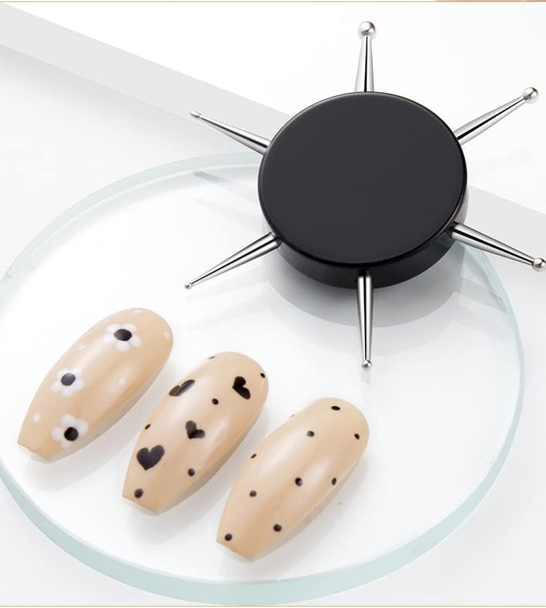 Shatterproof acrylic and stainless steel circular dotting tool set used for professional manicure embossing.