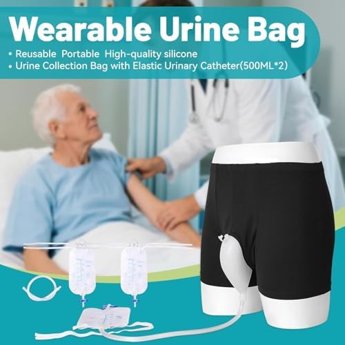 Reusable portable urine collection bag with catheter for men