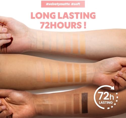 Lightweight full coverage makeup with Double Shield Technology for adhesion