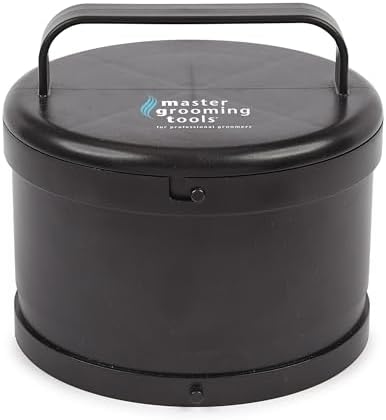 Master Grooming Tools professional salon caddy standing upright demonstrating the secure locking latches for mobile travel safety.