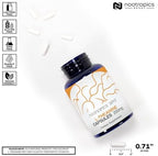 Close up of Nootropics Depot 200 milligram L-Theanine capsules and label details