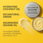 CANNABIOLOGY Ayurvedic skin balm silver tin packaging showing coconut and sesame oil ingredients