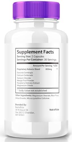 NutraRize Power Blast Keto 5-pack bottles showing ingredients and product specifications.