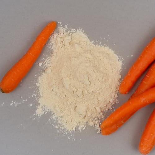 One pound container of imported dried carrot powder supplement for immune support