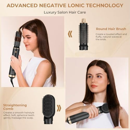 UKYITU ceramic thermal brush head attachment close up showing the tourmaline coating and airflow vents.