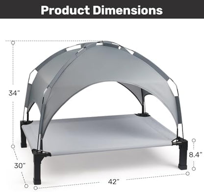 Heeyoo Elevated Dog Bed with Removable Canopy, Portable Dog Cot with Sun Protection Shade Tent, Raised Pet Cooling Cot Bed for Dogs, 42in - Image 7