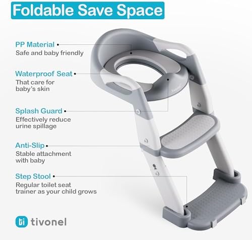 Tivonel gray toddler training toilet seat box packaging and parts view