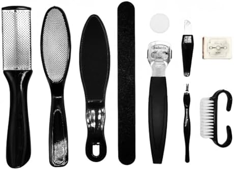 Complete Tarandus 10-in-1 pedicure set showing the sharp callus shaver and replacement elements.