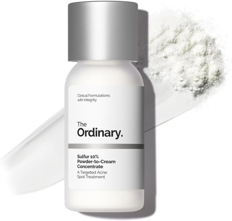The Ordinary Sulfur 10% Powder to Cream acne spot treatment for pimple removal
