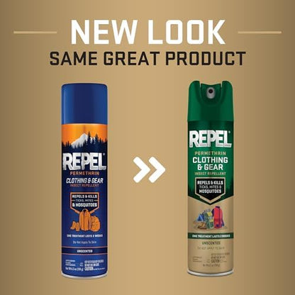 Repel Permethrin aerosol spray insect repellent for outdoor gear protection