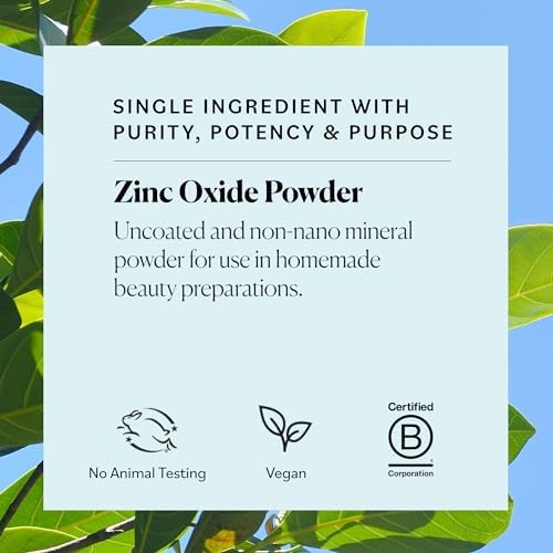 Close up view of fine white non nano zinc oxide powder from Sky Organics