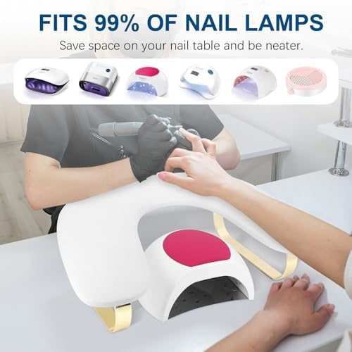 Fblxe nail arm rest demonstrating space-saving design with nail lamp