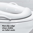 Top angle of gray OXO Tot potty training ring focusing on the easy to clean surfaces