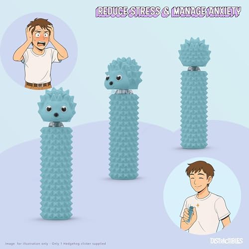 Side profile of the blue plastic hedgehog tactile stimulation tool for ADHD and focus.