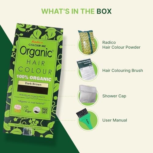 Close up of Radico organic hair colour branding