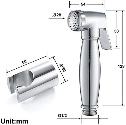 Chrome plated brass bidet shower head for personal hygiene