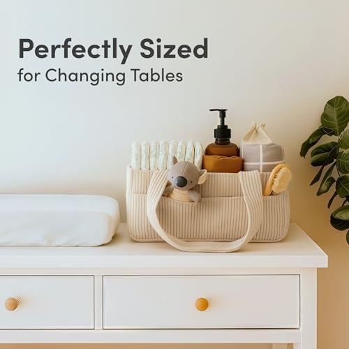Putska diaper caddy styled on a modern changing table