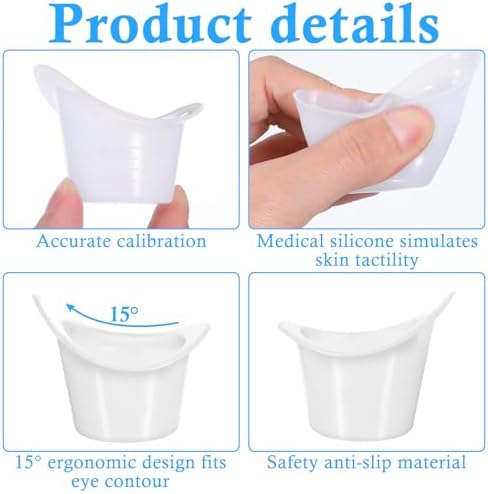 Side view of ergonomic leak-proof eye wash cup showing flexible rim.
