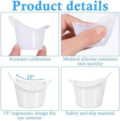 Side view of ergonomic leak-proof eye wash cup showing flexible rim.