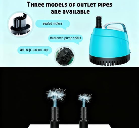 WUCIOOO fish tank water pump packaging displaying the technical specifications and safety certifications