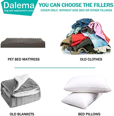 Dalema dog crate mattress replacement cover in grey fabric emphasizing its scratch resistant material.