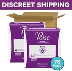 Poise bladder leak pads long length packaging showcasing twelve hour protection benefits