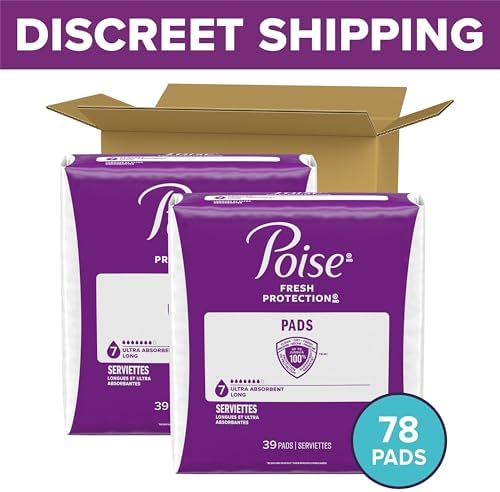Poise bladder leak pads long length packaging showcasing twelve hour protection benefits