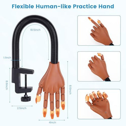 Side profile of flexible manicure training hand for beginners