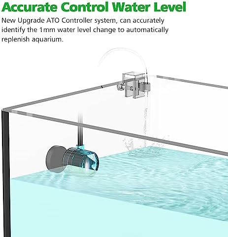 Saltwater safe automatic water controller installed on a rimless glass fish tank