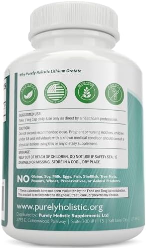 Premium lithium orotate 5mg capsules for mental support and mood balance