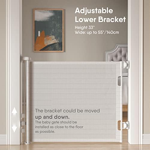 BabyBond extra wide pet gate fully extended across a modern living room opening.